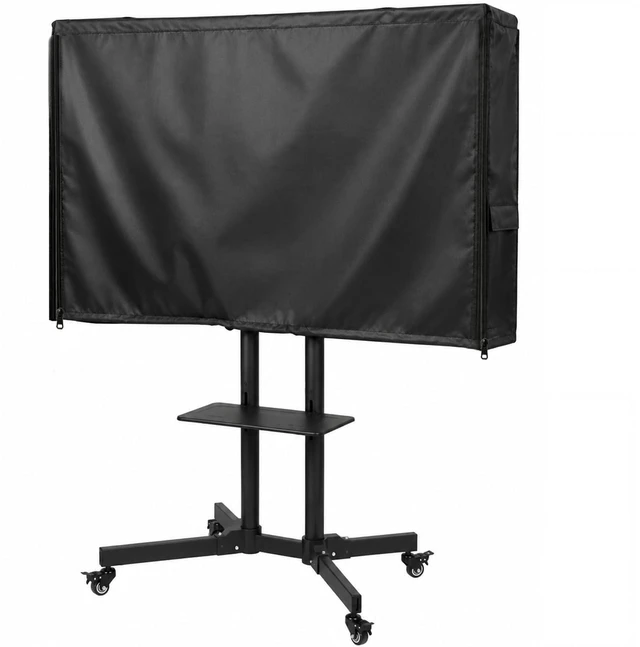 Main image of Black Waterproof Mobile TV Cart Cover Dustproof Outdoor Protector Fit 55-65 Inch Rolling Television Stand