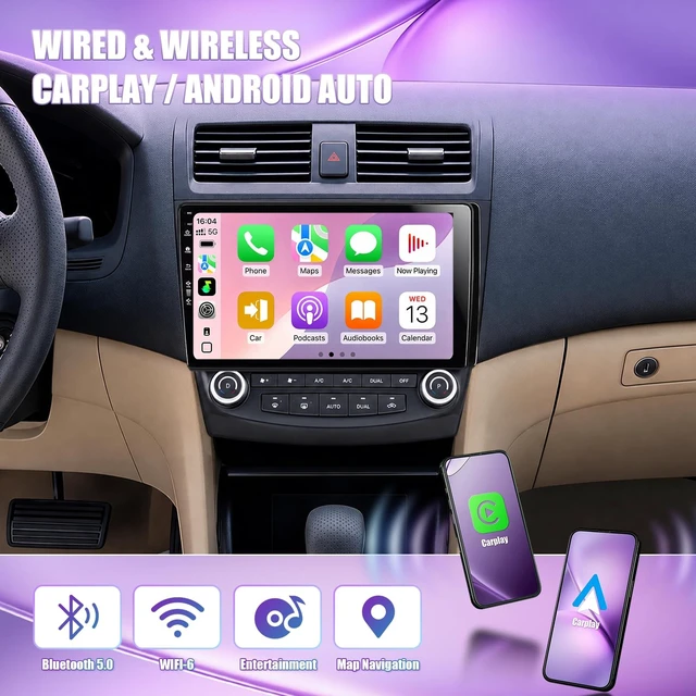 Alt view image 2 of 5 - Car Stereo Radio for Honda Accord 7th 2003-2007 with Wireless CarPlay Android Auto ^^ 10.2-inch IPS HD Touchscreen, 2+64G Storage, 5G-WiFi6 Airplay FM AM SWC, 1080P Backup Camera