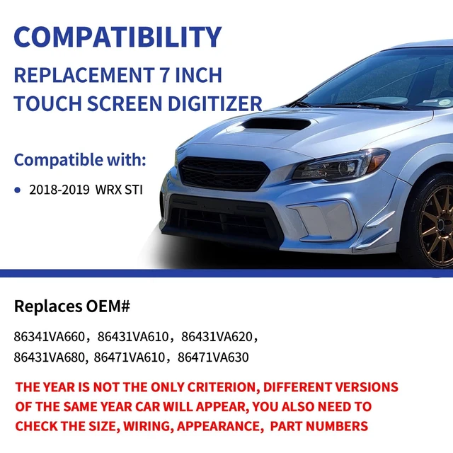 Alt view image 3 of 5 - TsuperU 7" Touch Screen Digitizer Replacement for Subaru WRX STI Radio Screen 2019-2021, Touchscreen fit 86431VA610 86431VA620 86341VA660 86431VA680 86471VA630 86471VA610 OEM Navigation System-Phone