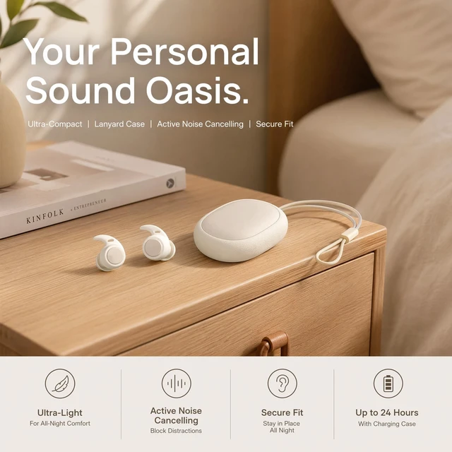 Alt view image 3 of 5 - NE76 Sleep Earbuds, Ultra-Mini Side Sleeper Earbuds 3g with ENC Mic, AI Translation Earbuds Real Time, 150-Language Translator, Bluetooth 5.4 Wireless Headphones for Travel & Busines, 400H Stan