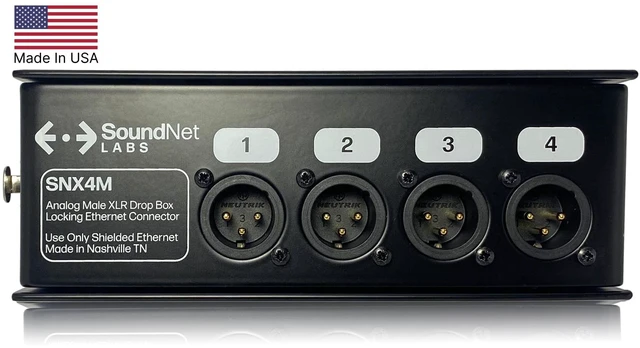 Main image of SoundNet Labs Made in USA 4ch Audio Over Ethernet Drop Box - XLR Over Cat5 - XLR Over Ethernet - 4 Channel Snake - EtherCon Audio Snake - Ethercon Snake (Male)