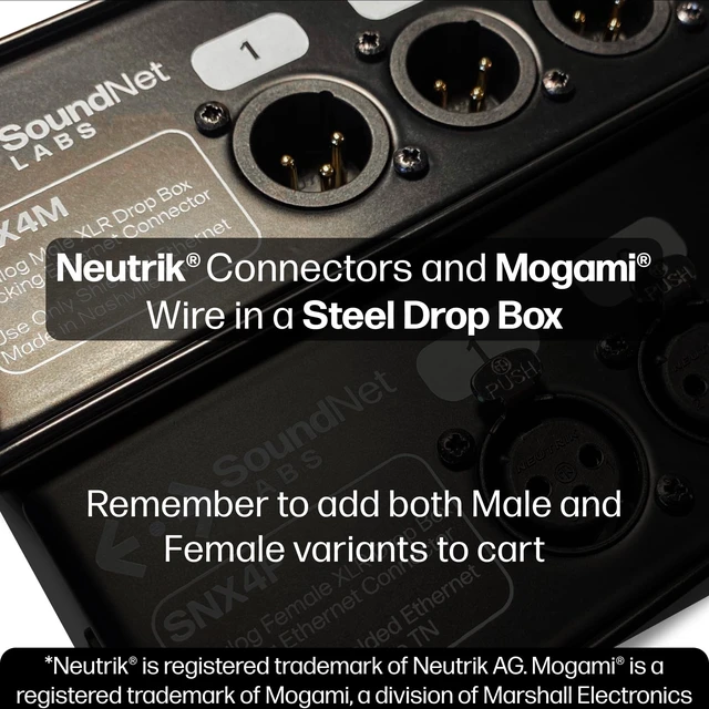 Alt view image 3 of 5 - SoundNet Labs Made in USA 4ch Audio Over Ethernet Drop Box - XLR Over Cat5 - XLR Over Ethernet - 4 Channel Snake - EtherCon Audio Snake - Ethercon Snake (Male)