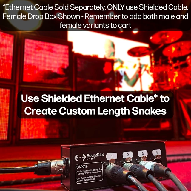 Alt view image 4 of 5 - SoundNet Labs Made in USA 4ch Audio Over Ethernet Drop Box - XLR Over Cat5 - XLR Over Ethernet - 4 Channel Snake - EtherCon Audio Snake - Ethercon Snake (Male)