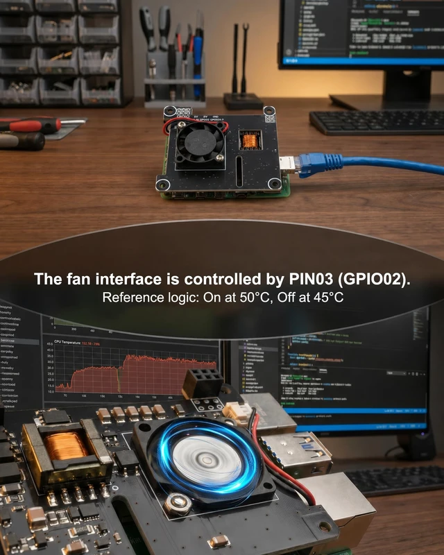 Alt view image 4 of 5 - PoE Hat Compatible with Raspberry Pi 4B & 3B+ - IoT Edge 802.3af 5V 2.5A