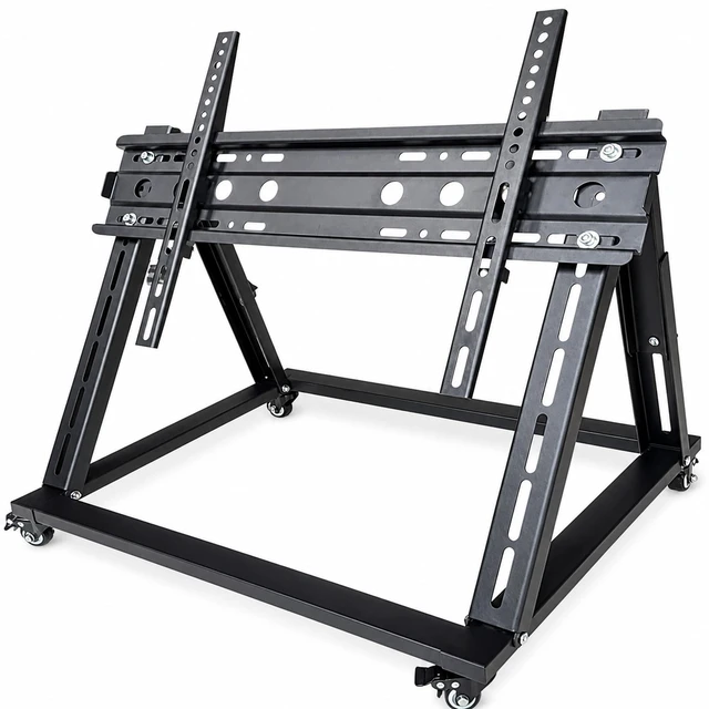 Main image of Low Height Mobile TV Stand with Wheels, Confidence Monitor Stand for 26-65 Inch TVs, Heavy Duty Rolling Floor TV Cart, VESA 200x200 to 600x600, 30 Tilt, Cable Ties Included