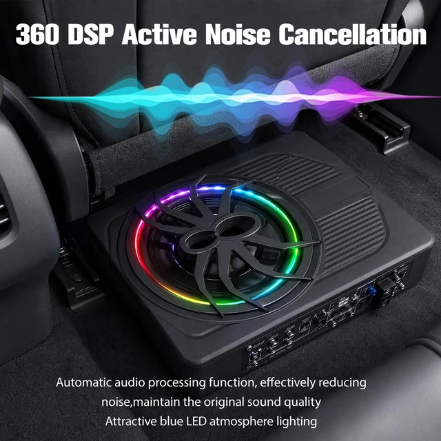 Alt view image 3 of 5 - 10"1200W Under Seat Subwoofers With Amp,All-in-One Subwoofer And Amp Package With RGB Light&Robust Cooling,Individual Control for Low Pass/Gain/Boost Bass,Perfect Deep Bass for Car/Truck/SUV/Jeep/MPV