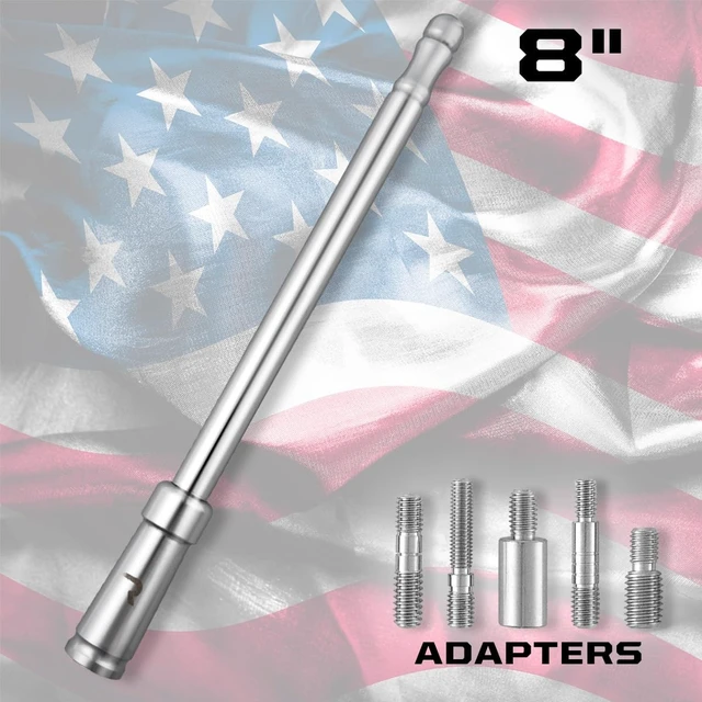 Alt view image 3 of 5 - RECON Aluminum 8" Antenna Mast Style (Fits OEM Factory Threaded Antenna) - Chrome