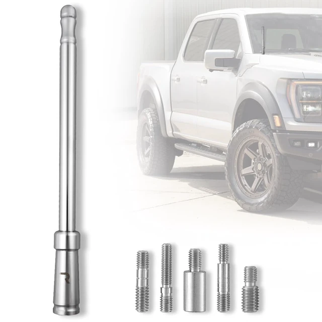 Alt view image 4 of 5 - RECON Aluminum 8" Antenna Mast Style (Fits OEM Factory Threaded Antenna) - Chrome