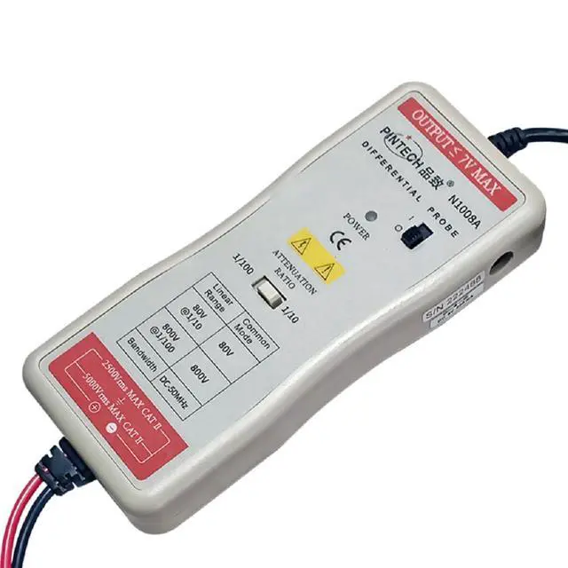 Alt view image 3 of 5 - PINTECH High Voltage Differential Probe, 50MHz, 800V, 100X/10X Attenuation, with Standard BNC Interface, Oscilloscope Probe Kit Accessory N1008A