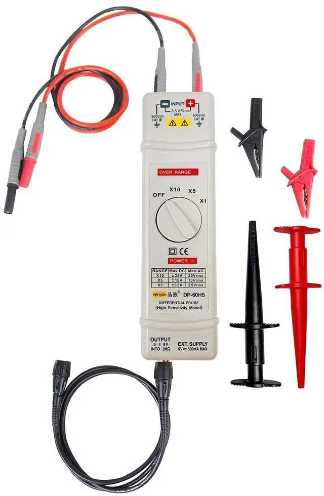 Main image of PINTECH Low Voltage Differential Probe 70V, 60MHz, 1X/5X/10X Attenuation Rate Oscilloscope Probe Kit DP-60HS