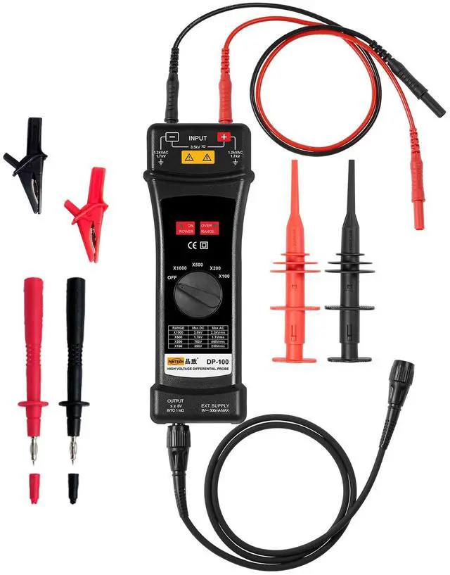 Main image of PINTECH High Voltage Differential Active Probe 7000V, 100MHz, 100X/200X/500X/1000X Attenuation Rate, 3.5ns Rise Time Oscilloscope Probe DP-100