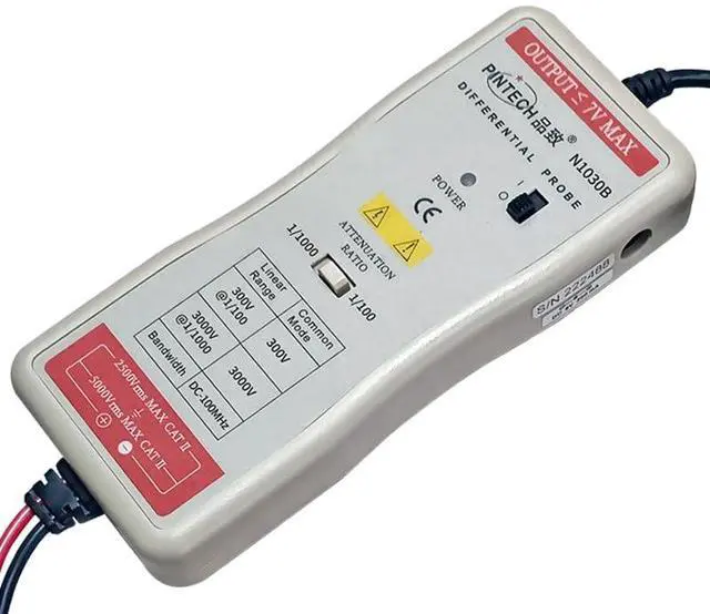 Alt view image 3 of 4 - PINTECH High Voltage Differential Probe, 100MHz, 3000V, 1000X/100X Attenuation, ±1% Accuracy, Oscilloscope Probe with Standard BNC Interface, N1030B