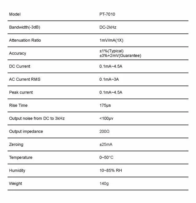 Alt view image 2 of 3 - PINTECH Oscilloscope AC/DC Current Probe PT-7010 Small Current Measurement 4.5A/2KHz,Include DMM Convertor