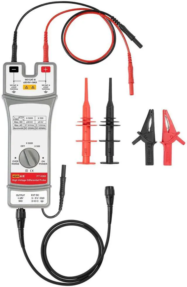 Main image of PINTECH High Voltage Probe kit 60kV, 60MHz, 500X/5000X Attenuation Rate, ±2% Accuracy, Differential Probe for Oscilloscope PT-5260