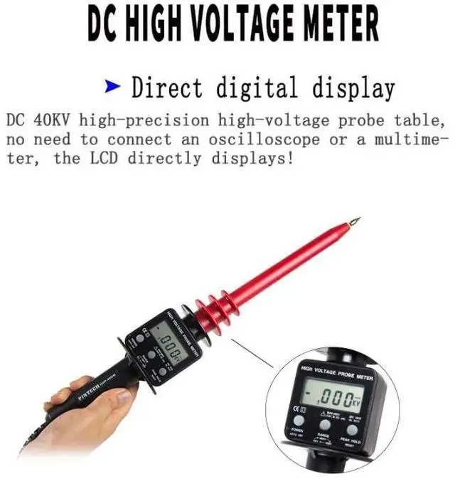 Alt view image 3 of 7 - PINTECH DC High Voltage Probe, 40kV, 2000M High Voltage DC Meter Attenuation Rods with LCD Display, HVP-40DM