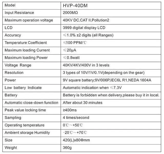 Alt view image 7 of 7 - PINTECH DC High Voltage Probe, 40kV, 2000M High Voltage DC Meter Attenuation Rods with LCD Display, HVP-40DM