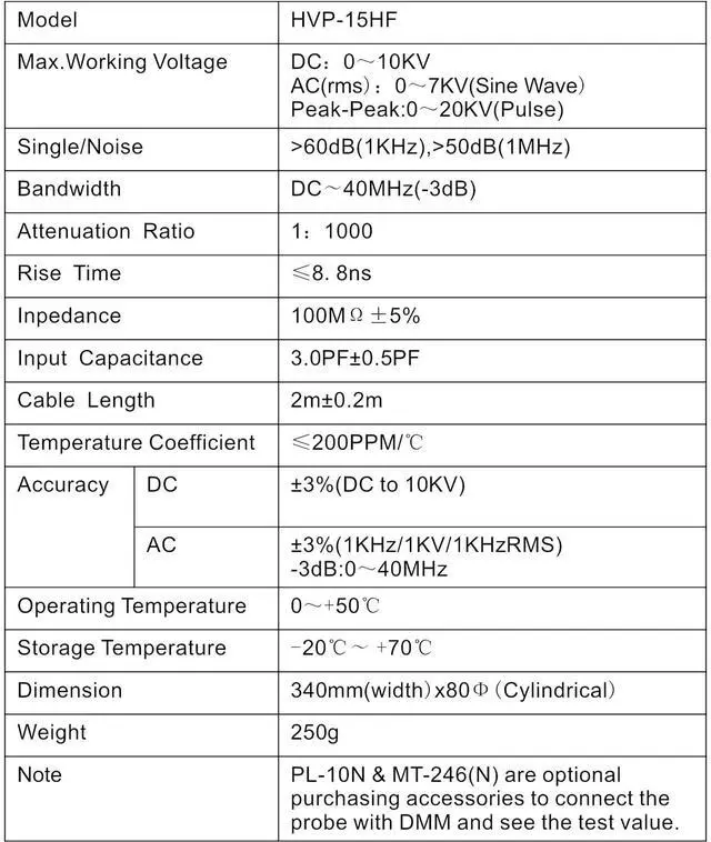 Alt view image 2 of 5 - PINTECH High Voltage Probe for Oscilloscope, 10kV Max DC, 20kVp-p Max AC, 40MHz, 1000:1 Attenuation Rate, Oscope Probe with BNC Connector, HVP-15HF