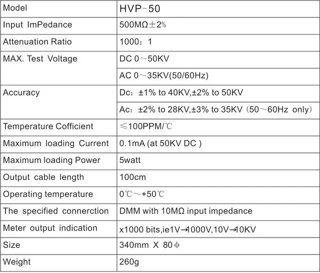 Alt view image 2 of 3 - PINTECH High Voltage Probe for Multimeter 50kV Max DC, 35kV Max AC, 1000:1 Attenuation Rate, Multimeter Probe, HVP-50