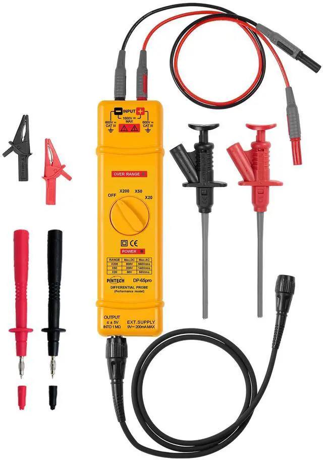 Main image of PINTECH High Voltage Differential Active Probe 1600V, 65MHz, 20X/50X/200X Attenuation Rate, 5.4ns Rise Time Oscilloscope Probe DP-65Pro