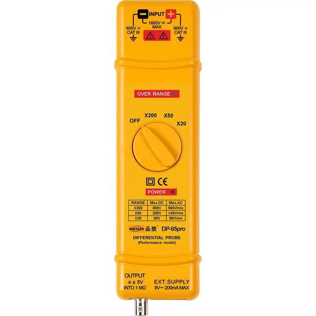 Alt view image 3 of 4 - PINTECH High Voltage Differential Active Probe 1600V, 65MHz, 20X/50X/200X Attenuation Rate, 5.4ns Rise Time Oscilloscope Probe DP-65Pro