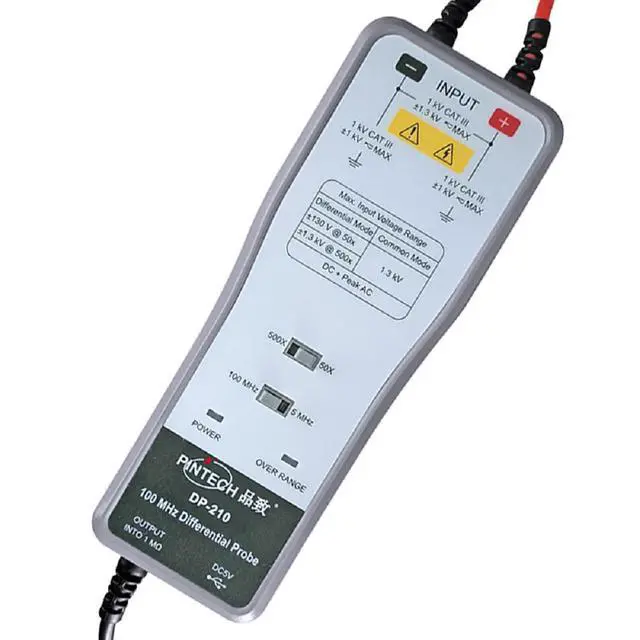 Alt view image 2 of 3 - PINTECH High Voltage Differential Active Probe 1300V, 100MHz, 50X/500X Attenuation Rate Oscilloscope Probe Kit DP-210