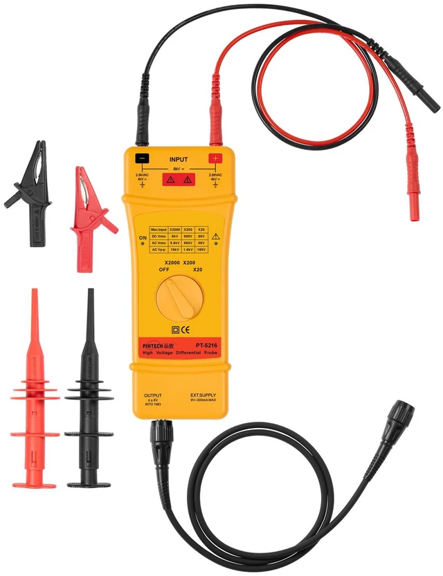 Main image of PINTECH High Voltage Differential Probe kit 16kV, 50MHz, 20X/200X/2000X Attenuation Rate, Active Differential Probe for Oscilloscope PT-5216