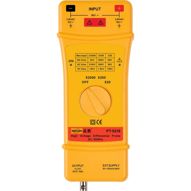 Alt view image 4 of 4 - PINTECH High Voltage Differential Probe kit 16kV, 50MHz, 20X/200X/2000X Attenuation Rate, Active Differential Probe for Oscilloscope PT-5216