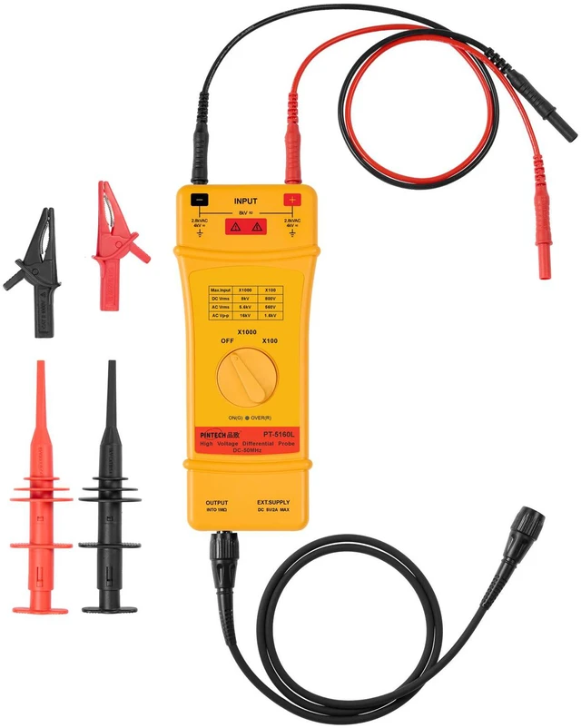 Main image of PINTECH High Voltage Differential Probes for Oscilloscope 16kV, 50MHZ, 100X/1000X Attenuation Rate, Oscilloscope Probe with Standard BNC Interface, PT-5160L
