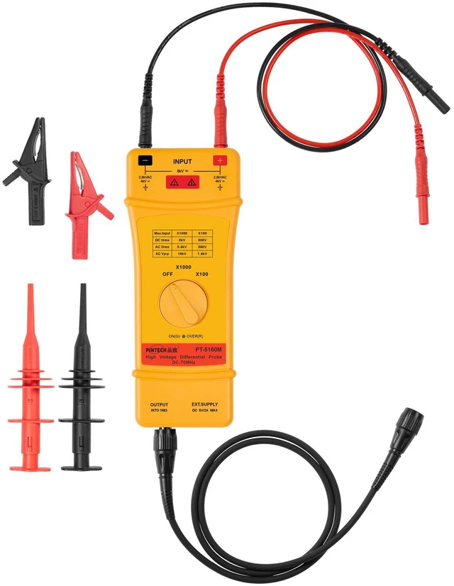Main image of PINTECH High Frequency Differential Probes for Oscilloscope 16kV, 70MHZ, 100X/1000X Attenuation Rate, Oscilloscope Probe with Standard BNC Interface, PT-5160M