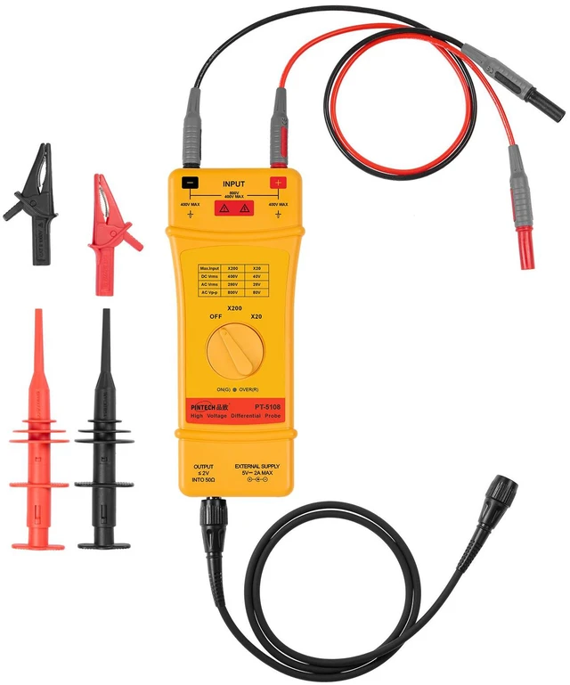 Main image of PINTECH High Frequency Differential Probes for Oscilloscope 800V, 150MHZ 20X/200X Attenuation Rate, Oscilloscope Probe with Standard BNC Interface, PT-5108