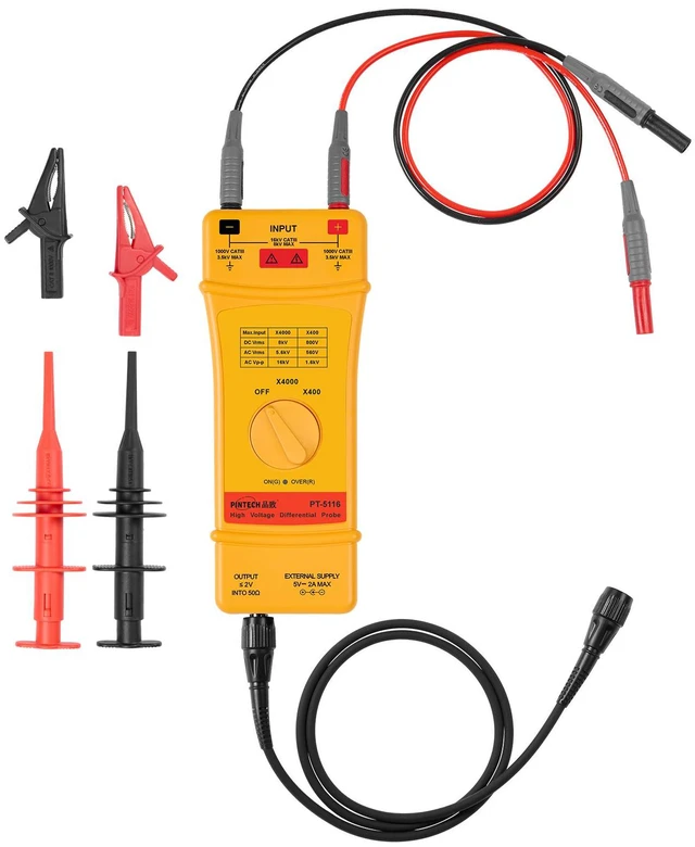 Main image of PINTECH High Frequency Differential Probes for Oscilloscope 16kV, 150MHZ 400X/4000X Attenuation Rate, Oscilloscope Probe with Standard BNC Interface, PT-5116