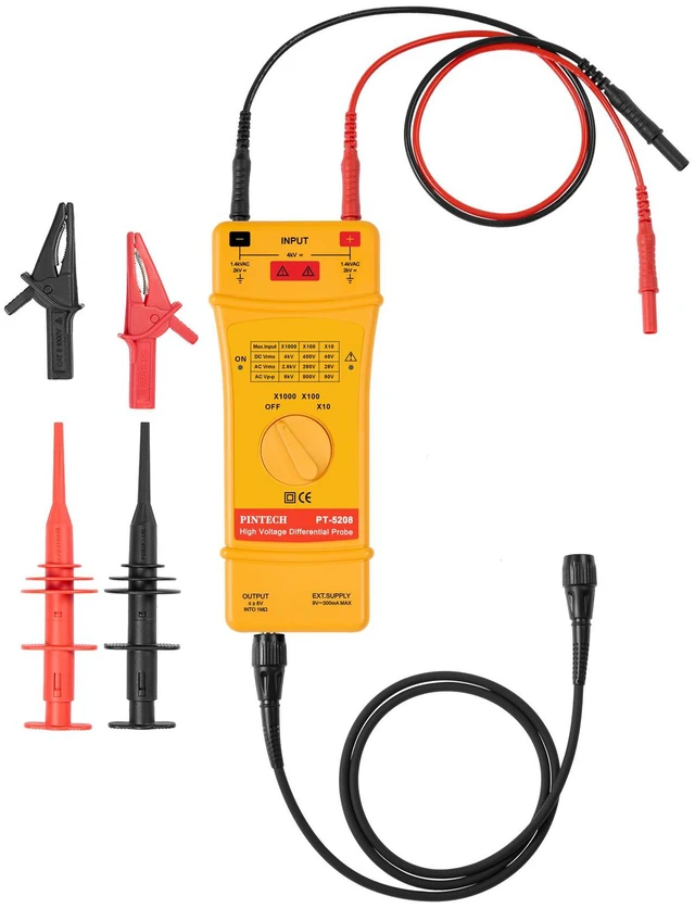 Main image of PINTECH High Voltage Differential Probe kit 8kV, 50MHz, 10X/100X/1000X Attenuation Rate, Active Differential Probe for Oscilloscope PT-5208