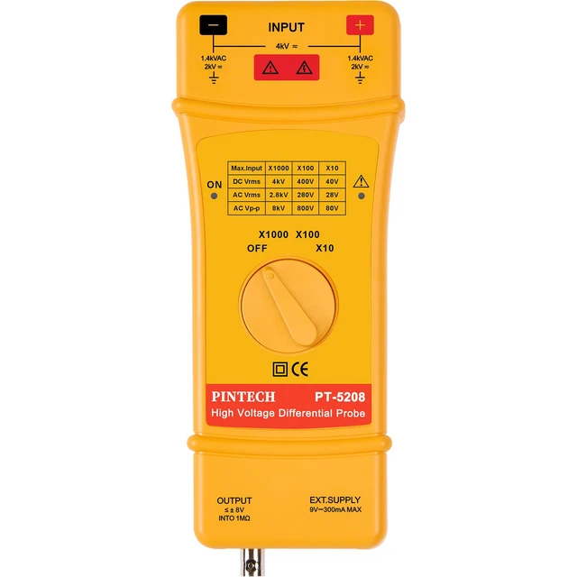 Alt view image 2 of 4 - PINTECH High Voltage Differential Probe kit 8kV, 50MHz, 10X/100X/1000X Attenuation Rate, Active Differential Probe for Oscilloscope PT-5208