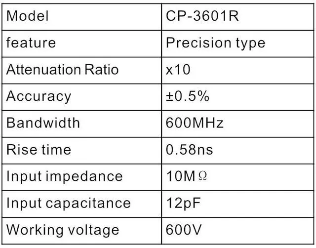 Alt view image 2 of 4 - PINTECH 10X Oscilloscope Probe 600MHz Passive High Voltage Probes 12pF, 600V, 0.5% Accuracy, Lab Scope Probe with BNC Connector, CP-3601R