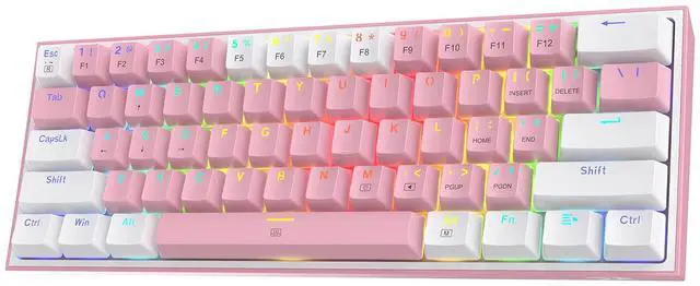 Main image of K617 Fizz 60% Wired RGB Gaming Keyboard, 61 Keys Hot-Swap Compact Mechanical Keyboard w/White and Pink Color Keycaps, Linear Red Switch, Pro Driver/Software Supported