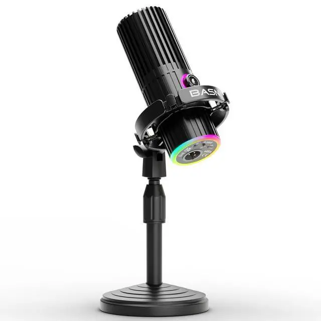 Main image of USB/XLR Dynamic Microphone for Podcast, Live Streaming, Gaming Recording with RGB Mute Button, Headphone Monitoring and MIC Stand (SL2000) Black