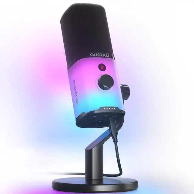 Main image of =Dynamic Gaming Microphone: USB/XLR Streaming Mic for PC Podcast Recording, Custom Software, RGB, Mute Button, Gain Knob, 48kHz/24bit Studio Desktop Mic for YouTube Video Creation -PD100X RGB