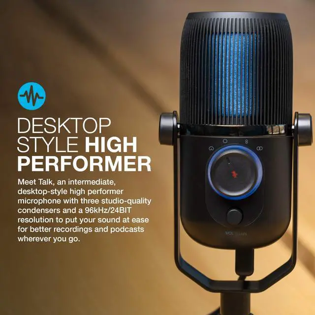 Alt view image 2 of 7 - Talk USB Microphone, USB-C Output, Cardioid, Omnidirectional, Stereo or Bidirectional, 96k Sample Rate, 20Hz, 20kHz Frequency Response, Volume, Gain Control, Quick Mute, Plug & Play