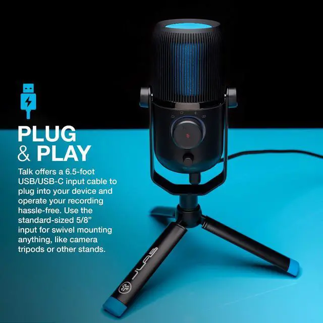 Alt view image 6 of 7 - Talk USB Microphone, USB-C Output, Cardioid, Omnidirectional, Stereo or Bidirectional, 96k Sample Rate, 20Hz, 20kHz Frequency Response, Volume, Gain Control, Quick Mute, Plug & Play