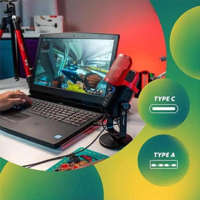 Alt view image 2 of 7 - Wavo POD USB Condenser PC Microphone for Podcasting, Streaming, Recording, Mute and Gain Controls, Headphones for Live Monitoring, Laptop Plug & Play for Mac and PC