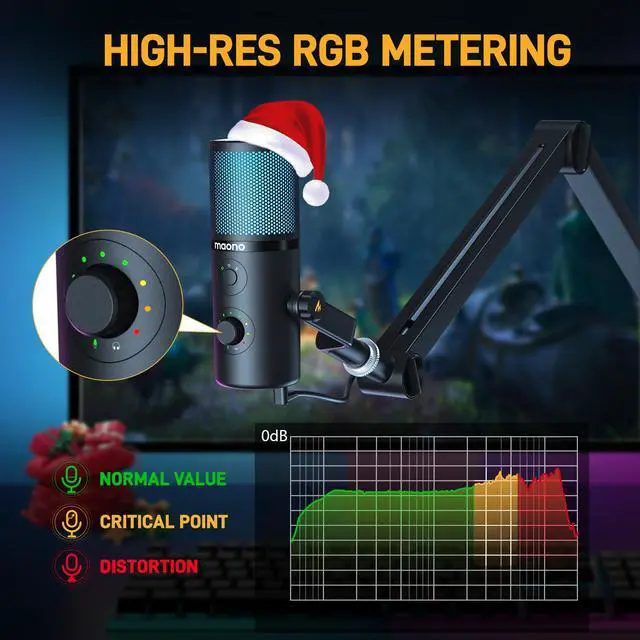 Alt view image 5 of 7 - USB Microphone for Gaming Streaming, Podcast Condenser mic with 3 Polar Patterns Software for Twitch TikTok YouTube Discord, Profession Studio Recording Mic for Computer PC Mac DM50