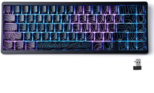 Main image of XVX M67 60% Percent Keyboard Wireless, QMK/VIA Topographic Gaming Keyboard, Tri-Mode Thocky Creamy Mechanical Key Board, Hot Swappable Mount RGB IMD Tech for Win/Mac, Black