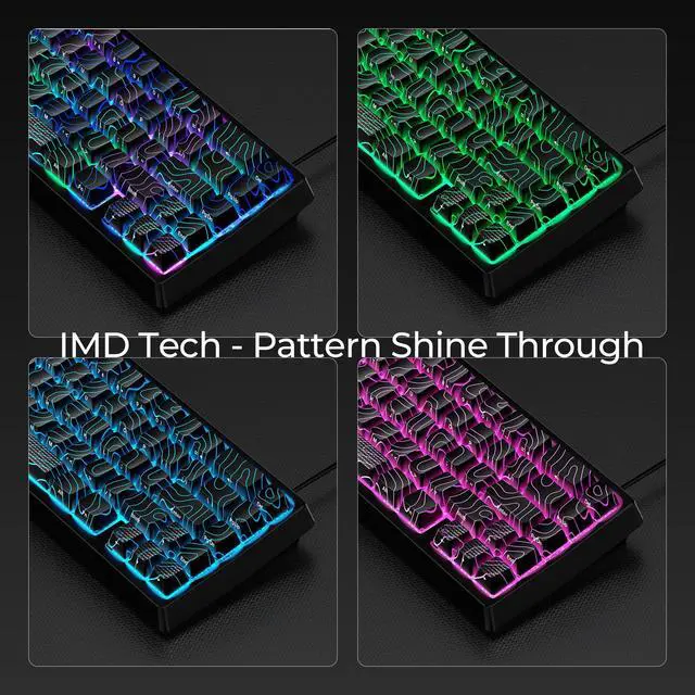 Alt view image 4 of 7 - XVX M67 60% Percent Keyboard Wireless, QMK/VIA Topographic Gaming Keyboard, Tri-Mode Thocky Creamy Mechanical Key Board, Hot Swappable Mount RGB IMD Tech for Win/Mac, Black