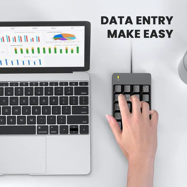 Alt view image 3 of 7 - Wired Number Pad, USB Numeric Keypad 19 Key Number Keypad Keyboard for Laptop PC Computer Notebook, Big Print Letters - Black