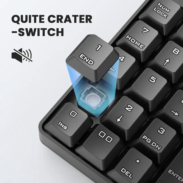 Alt view image 5 of 7 - Wired Number Pad, USB Numeric Keypad 19 Key Number Keypad Keyboard for Laptop PC Computer Notebook, Big Print Letters - Black