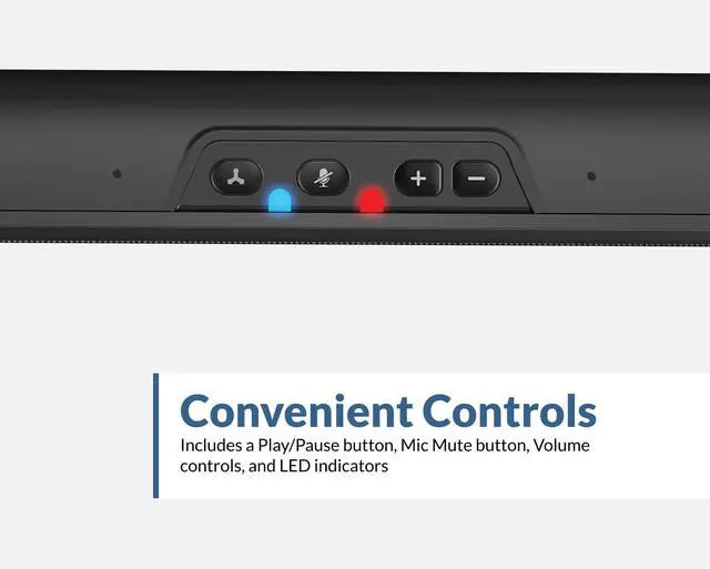 Alt view image 6 of 7 - USB & Bluetooth Speaker Bar (CA-2890BT) USB Powered Speaker with Speakerphone for PC and Bluetooth to Simultaneously Connect to Smartphones, Clamps to Monitor, Convenient Controls