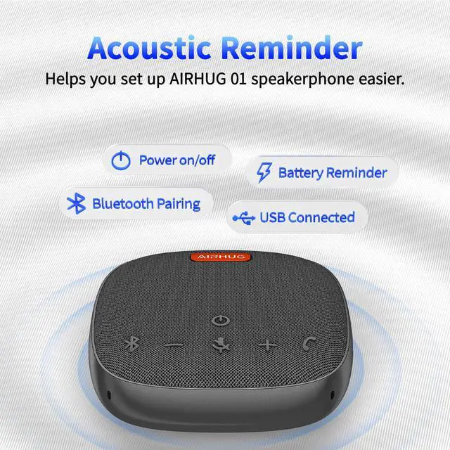 Alt view image 2 of 7 - Conference Speaker and Microphone, Bluetooth Speakerphone with 360° Voice Pickup, Advanced Noise Reduction, USB-C Plug & Play, Compatible with Zoom and MS Team