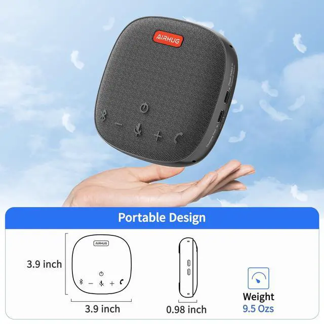 Alt view image 4 of 7 - Conference Speaker and Microphone, Bluetooth Speakerphone with 360° Voice Pickup, Advanced Noise Reduction, USB-C Plug & Play, Compatible with Zoom and MS Team