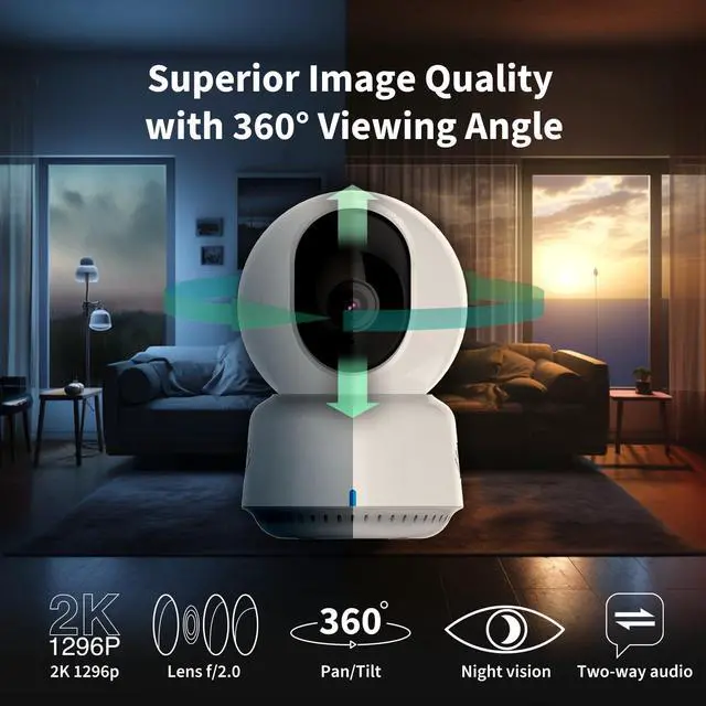 Alt view image 2 of 7 - 2K Indoor Security Camera E1, Pan & Tilt, HomeKit Secure Video Indoor Camera, Two-Way Audio, Night Vision, Person Tracking, Wi-Fi 6, Plug-in Cam Supports HomeKit, Alexa and IFTTT