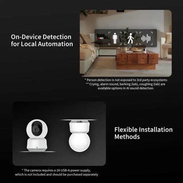 Alt view image 7 of 7 - 2K Indoor Security Camera E1, Pan & Tilt, HomeKit Secure Video Indoor Camera, Two-Way Audio, Night Vision, Person Tracking, Wi-Fi 6, Plug-in Cam Supports HomeKit, Alexa and IFTTT